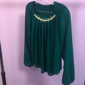 Ruffled Green Blouse